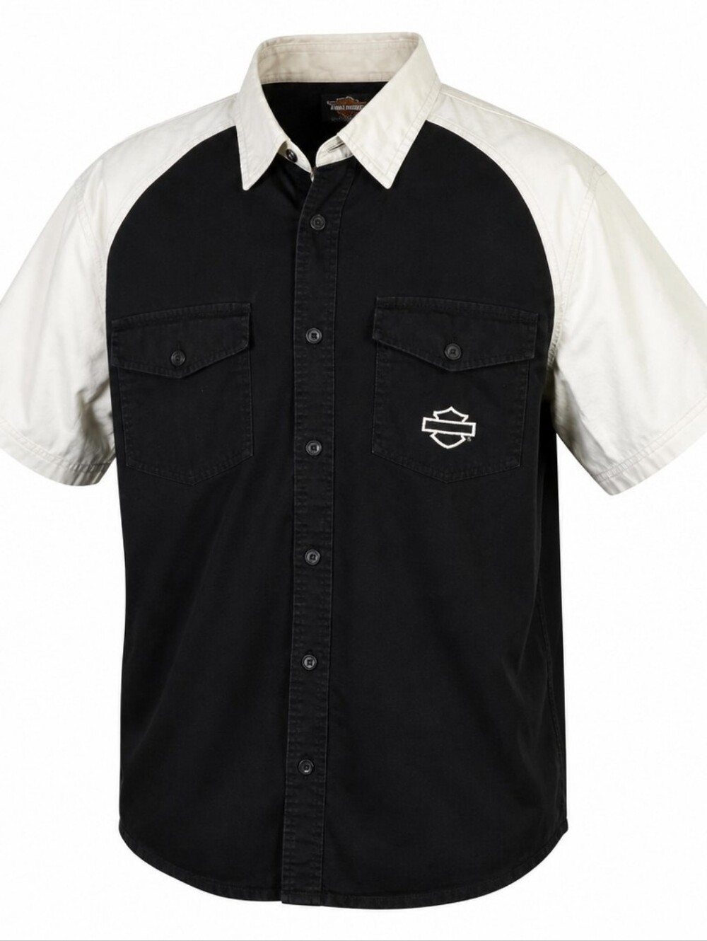 Harley-Davidson Black and White Short-Sleeve Button-Down Shirt XL - Picture 1 of 7